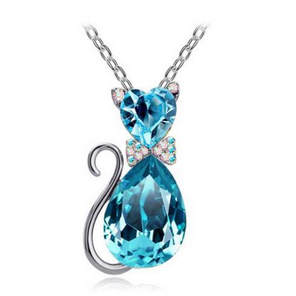 Ogrlica Mačkica s kristali Swarovski® ocean modra