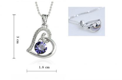 Ogrlica  Viseče srce s kristali Swarovski® vijola - Image 3