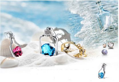 Set nakita Srce v steklenički s kristali Swarovski® ocean moder - Image 3