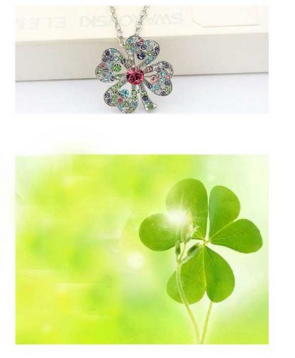 Ogrlica s kristali Swarovski® Deteljica ocean modra - Image 3