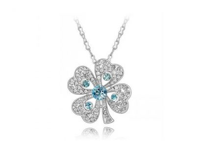 Ogrlica s kristali Swarovski® Deteljica ocean modra