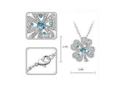 Ogrlica s kristali Swarovski® Deteljica ocean modra - Image 2