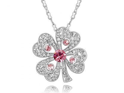 Ogrlica s kristali Swarovski® Deteljica roza