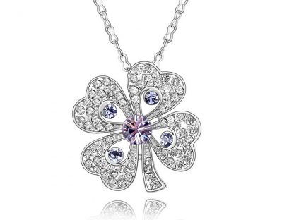 Ogrlica s kristali Swarovski® Deteljica vijola