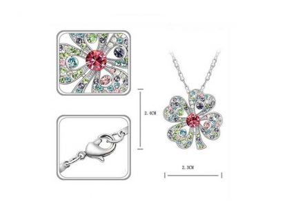 Ogrlica s kristali Swarovski® Deteljica multicolour - Image 2