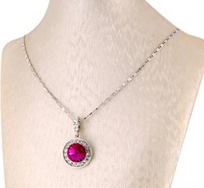 Ogrlica s kristali Swarovski® Medaljon roza - Image 3
