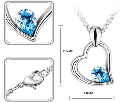 Ogrlica Srček in solza s kristali Swarovski® rdeč - Image 3