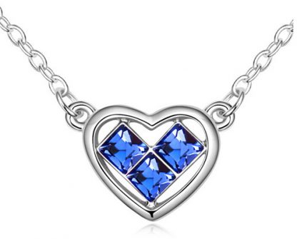 Ogrlica Geometrični srček  s kristali Swarovski® modra