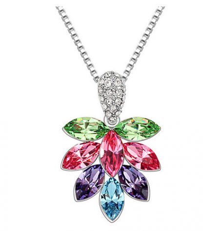 Ogrlica Palmin list s kristali Swarovski® multi