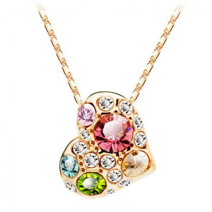 Ogrlica Večbarvni srček s kristali Swarovski®
