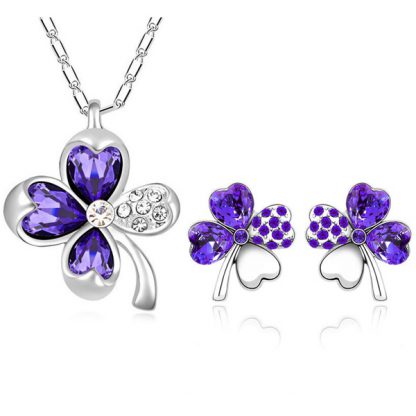Set nakita Srečna deteljica s kristali Swarovski® vijola