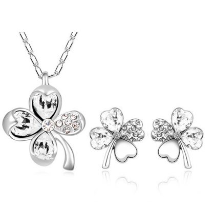 Set nakita Srečna deteljica s kristali Swarovski® bela