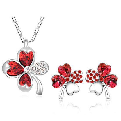 Set nakita Srečna deteljica s kristali Swarovski® rdeča