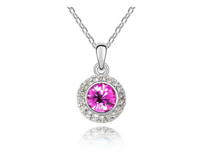 Ogrlica Medaljon Salomon s kristali Swarovski® roza