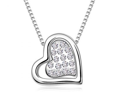 Ogrlica Skriti srček s kristali Swarovski® bela