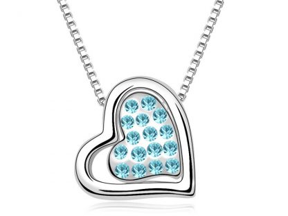 Ogrlica Skriti srček s kristali Swarovski® ocean moder