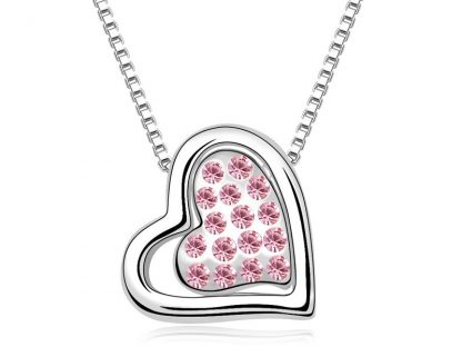 Ogrlica Skriti srček s kristali Swarovski® roza