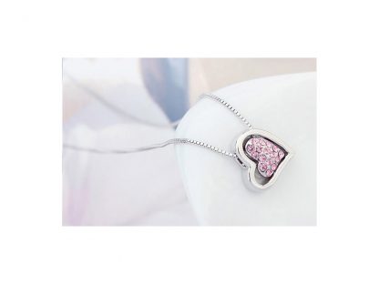 Ogrlica Skriti srček s kristali Swarovski® roza - Image 2