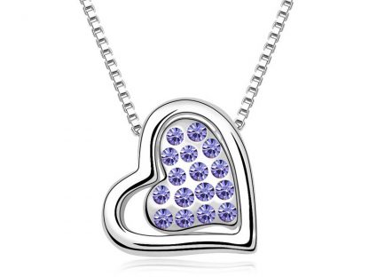 Ogrlica Skriti srček s kristali Swarovski® vijola
