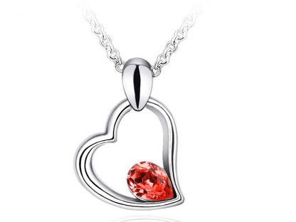 Ogrlica Srček in solza s kristali Swarovski® rdeč