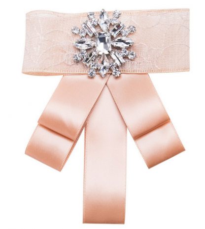 Kristalna broška s trakom beige - Image 2