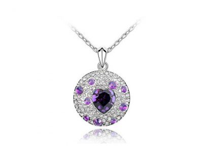 Ogrlica Večno srce s kristali Swarovski® vijola