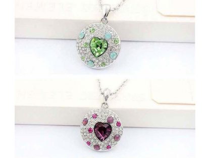 Ogrlica Večno srce s kristali Swarovski® zelena - Image 2