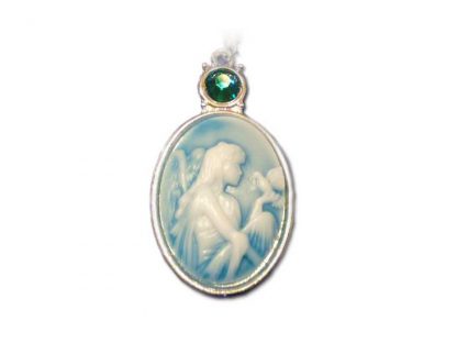 Ogrlica s kristali Swarovski® in motivom angelčka z golobico - Image 2