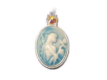Ogrlica s kristali Swarovski® in motivom angelčka z golobico