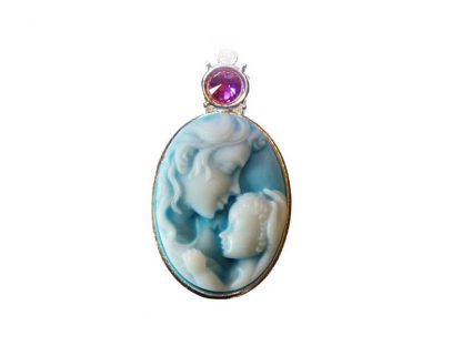 Ogrlica s kristali Swarovski® in motivom matere z otrokom srebrna - Image 2