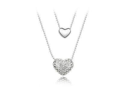 Ogrlica s kristali Swarovski® Angelski Srček bel