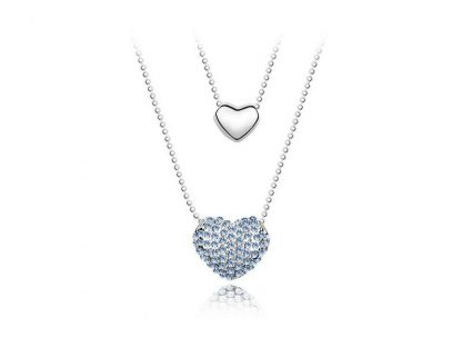 Ogrlica s kristali Swarovski® Angelski Srček moder