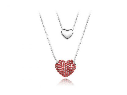 Ogrlica s kristali Swarovski® Angelski Srček rdeč