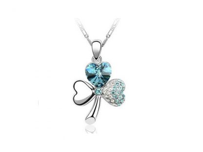 Ogrlica Luštna deteljica s kristali Swarovski® ocean modra
