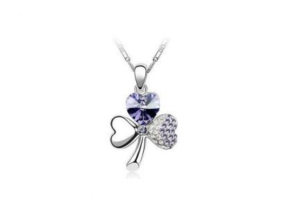 Ogrlica Luštna deteljica s kristali Swarovski® vijola