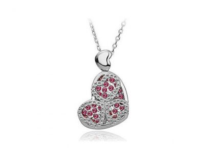 Ogrlica Dvojno srce s kristali Swarovski® roza