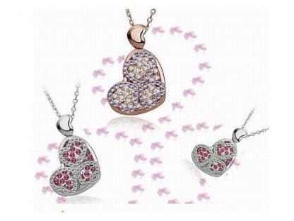 Ogrlica Dvojno srce s kristali Swarovski® vijola - Image 2
