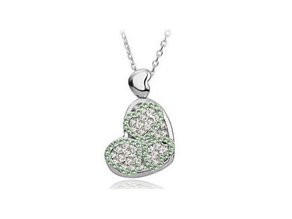 Ogrlica Dvojno srce s kristali Swarovski® zelen