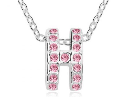 Ogrlica H s kristali Swarovski® roza