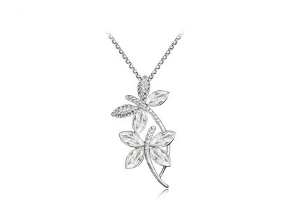 Ogrlica s kristali Swarovski® Kačji pastir bel