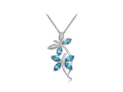 Ogrlica s kristali Swarovski® Kačji pastir ocean moder