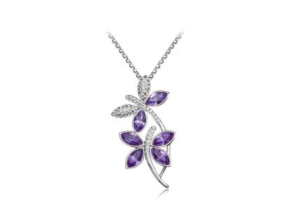Ogrlica s kristali Swarovski® Kačji pastir vijoličen