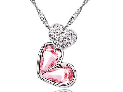 Ogrlica Ljubezen s kristali Swarovski® roza