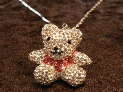 Ogrlica s kristali Swarovski® Medvedek rdeč