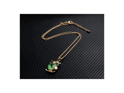 Ogrlica Sovica s kristali Swarovski® v zeleni barvi - Image 2