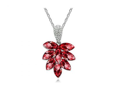Ogrlica Palmin list s kristali Swarovski® rdeča