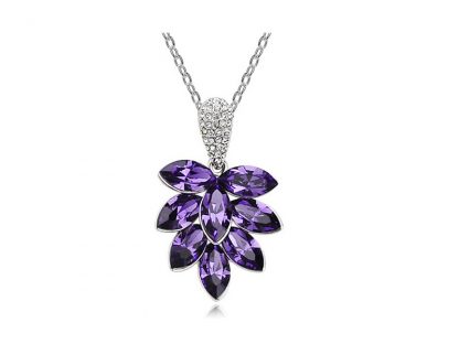 Ogrlica Palmin list s kristali Swarovski® vijola