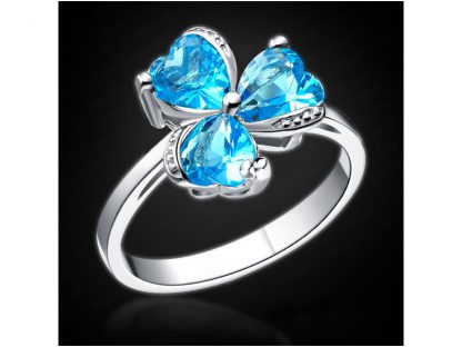 Prstan Deteljica s kristali Swarovski® ocean moder