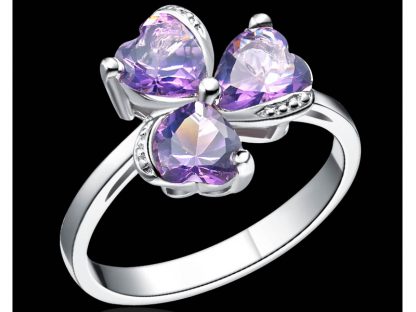 Prstan Deteljica s kristali Swarovski® vijola