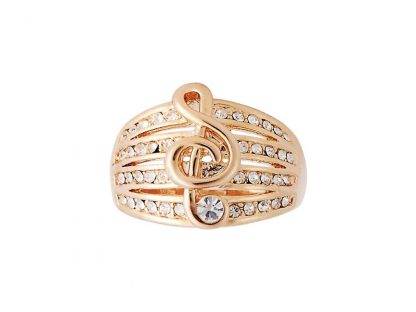 Prstan Glasbena nota s kristali Swarovski®  rožnato zlato - Image 2
